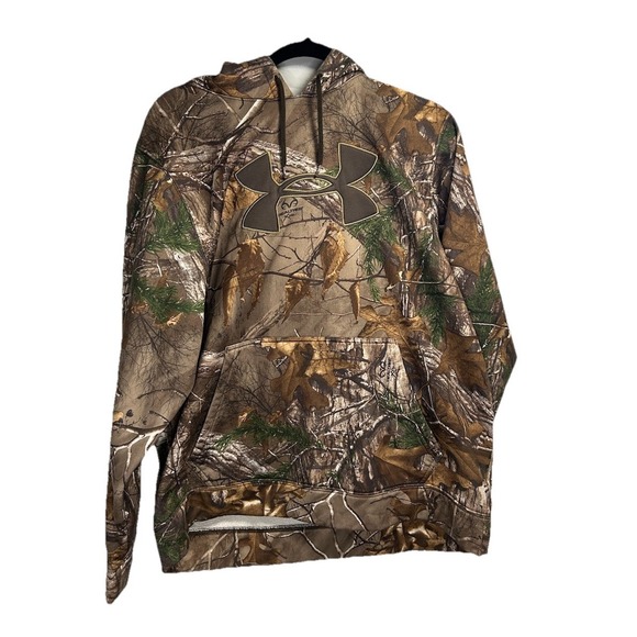 Under Armour Camo Hoodie Mens Large Realtree Hunting Pullover Drawstrings Hooded - Picture 1 of 3